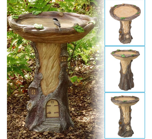 Jardín Birdbath Con Miniatura De Hadas Casa De Resina Con As