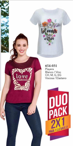 Playeras Dúo 2x1 En Color Blanco Y Vino Con Envío Gratis