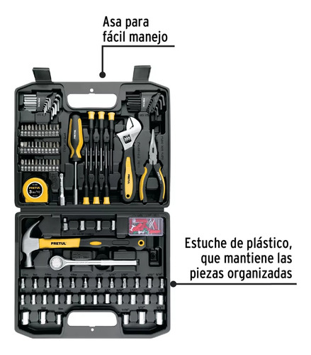 Set Pretul 104 Piezas Con Matraca Y Dados Gris
