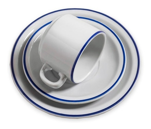 12 Tazas De Te Con Plato Porcelana Tsuji 452 Filete Azul