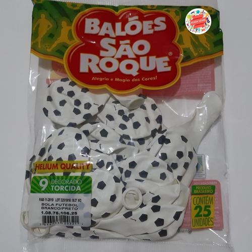 Imagem 2 de 4 de Bexiga Balão Futebol 9'' 25unid São Roque