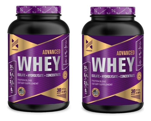 Advanced Whey Protein 2 Lb 2x1 Xtrenght Proteina Aislada Hidrolizada Concentrada Sabor Frutilla/banana