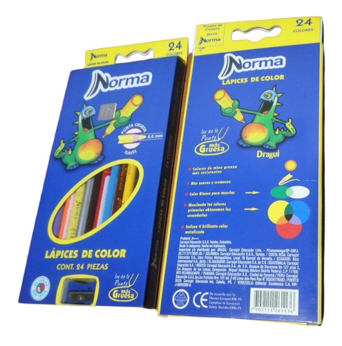 Colores De Madera Norma,  24 Lapices Incluye Saca