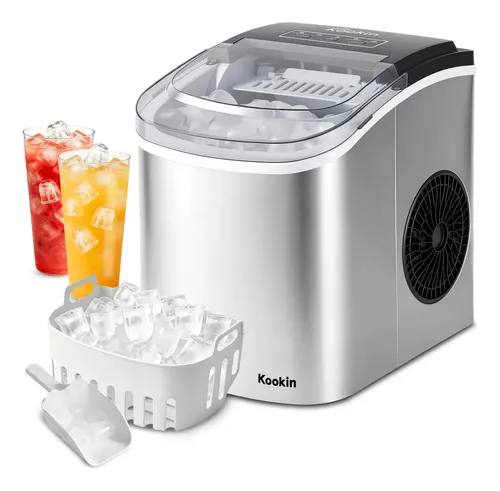 Kookin Máquina de Gelo Portátil Inox 12kg/Dia Produz Gelo em até 10 M