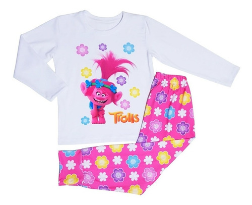 Pijama Manga Larga Moda Infantil Trolls