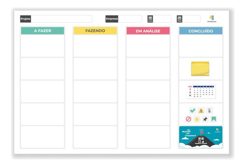 Quadro Kanban, Organizador De Tarefas + Tecnologia - Branco