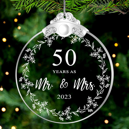 Adorno De Cristal De Navidad De 50 Anos Como Mr. & Mrs 2022,