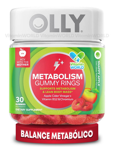 Olly Metabolism Gummy Rings Balance Y Metabolismo 30gomitas Sabor Manzana