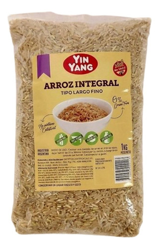 Yin Yang Arroz Integral Grano Largo Fino Sin Tacc/veg 1kg