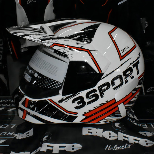 Capacete Bieffe 3 Sport Drax Branco Vermelho Brilho Tamanho do capacete 61