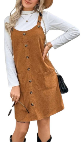 Shein Jumper Jardinero Importado Mujer Café Integral L