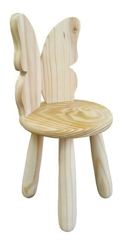 Silla Infantil De Madera De Pino Torneado Mariposa