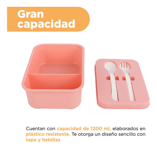 Miniso Contenedor De Alimentos En Forma Rectangular Con Cubi Color Rosa