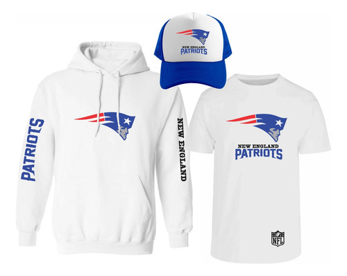 Kit Sudadera + Playera + Gorra Mod New England Patriots Nfl