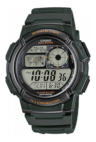 Reloj Hombre Casio Ae-1000w Verde Oscuro Digital / Lhua