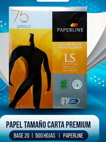 Papel Carta Bond Base 20 75 Grs Paperline 500 Hojas Blanco