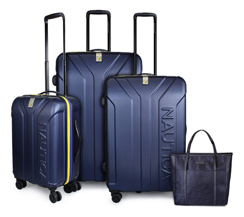 Set Nautica 3 Maletas Prime S+m+l + Cartera Leeway Azul