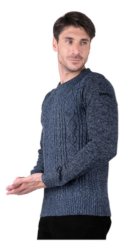 Sueter Furor Hombre Azul Jaspe Cuello Redondo Ligero Comodo