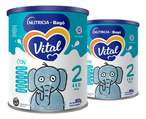 Vital 2 Leche Maternizada En Polvo 800g Pack X 2un