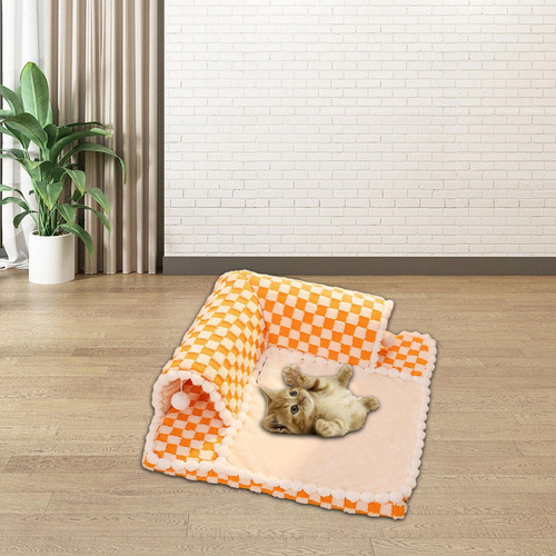 Cama Para Gatos, Cálida Y Acogedora Para El Naranja L