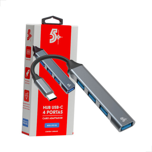 5+ DSH-01 Hub Adaptador Tipo C 4 Portas Usb 3.0 Gris 018-7457 Pix