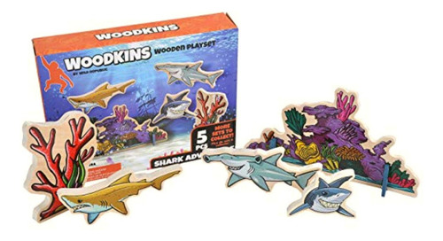 Wild Republic, Juego De Figuras De Madera Tiburón De