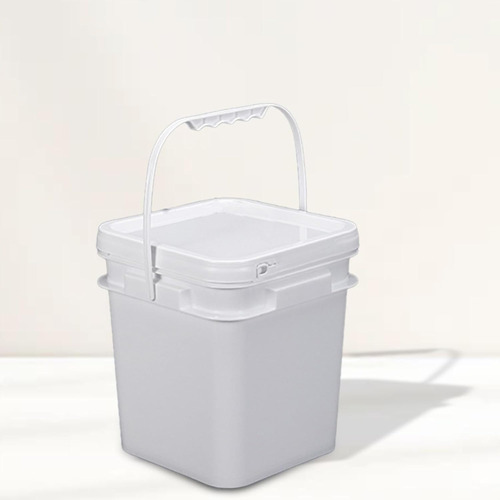 Cubo Cuadrado Multiusos De 4 L Con Asa Y Tapa Color Blanco