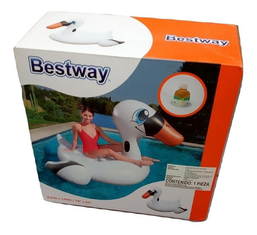 Cama Inflable Bestway Cisne Gigante 2 M, Con Porta Bebidas. (Usado)