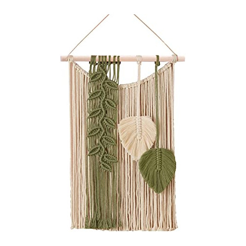 Macrame Wall Hanging With Leaf Decoration Boho Tapestry...