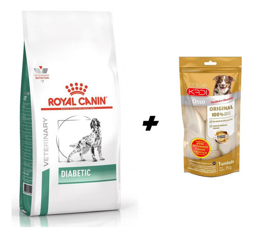 Kit Osso Médio Kadi + Royal Canin Diabetic 10,1kg Para Cães