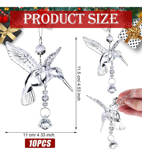 Adornos De Colibrí Acrílicos Para Decoración De Navidad