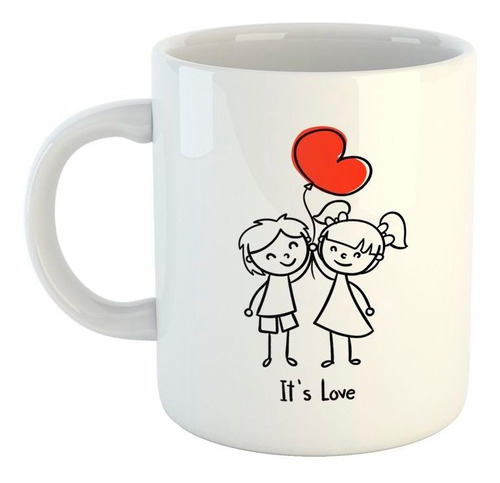 Taza De Ceramica Its Love Globo Corazon Amor