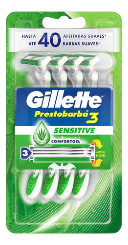 Máquinas Desechable Gillette Prestobarba3 Sensitive 4 Unid