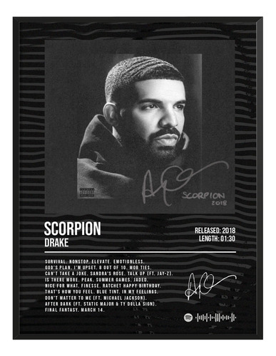 Cuadro Drake Scorpion Album Music Firma C/marco 60x50