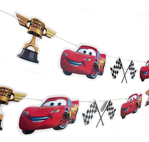 Guirnalda De Papel Banderin Cars Rayo Mcqueen - X18 Figuras