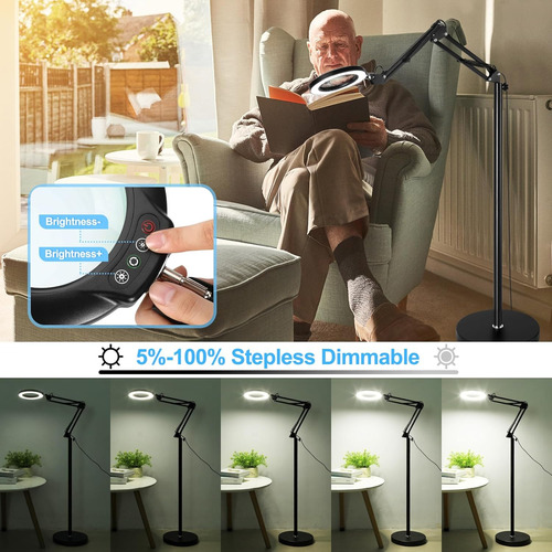Lupa 10x Con Luz Y Soporte, Veemagni Lámpara De Lupa De Braz