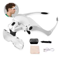 Comprar Lupa Óculos Recarregável Cabeça 5 Lentes 2 Leds Profissional
