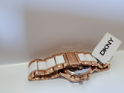 Relógio Original Donna Karan Dourado E Branco Em Cerâmica
