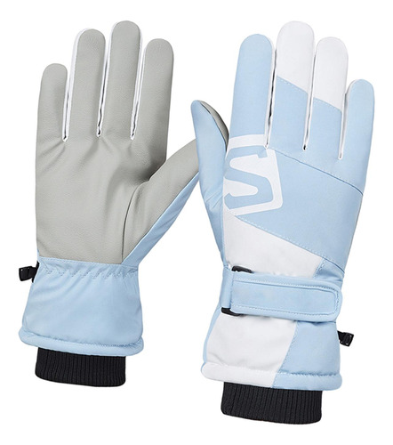 Guantes De Esquí De Invierno, Guantes Cálidos Azul Blanco