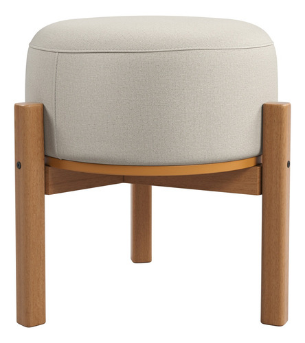 Puff Decorativo Multifuncional Mesa Luxo Pill Linho Areia