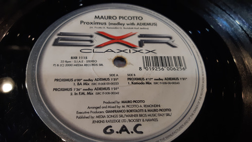 Mauro Picotto Proximus (medley With Adiemus) Vinilo Maxi 