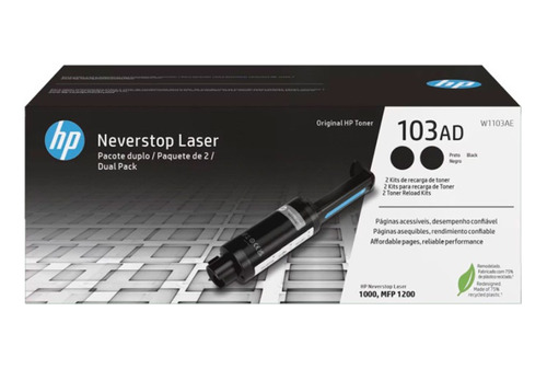 Kit Recarga Hp Neverstop Preto 103ad Dual Pack W1103ad Cx 2