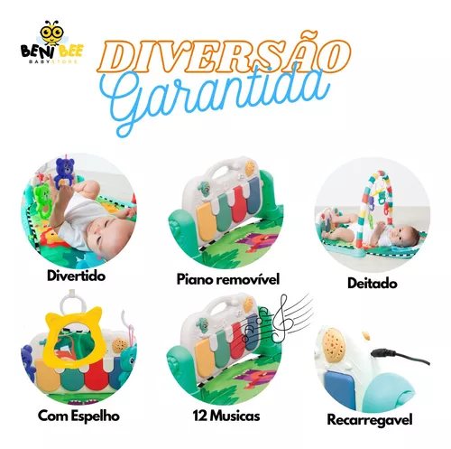 Tapete de Atividades com Piano Musical Infantil Animais Verde Baby