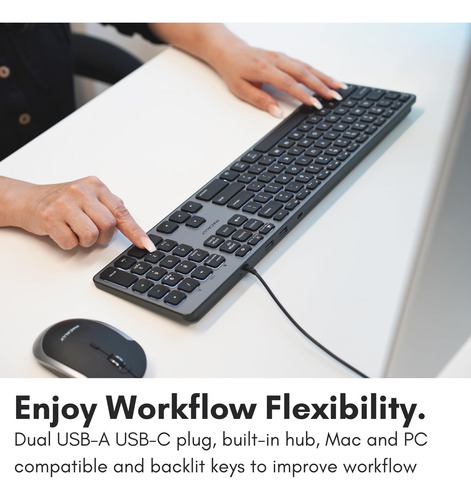 Teclado Macally Con Cable Y Concentrador Usb Para Mac