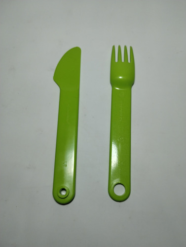 Set De Cubiertos Tupperware Cuchillo Y Tenedor Libre Bpa Verde