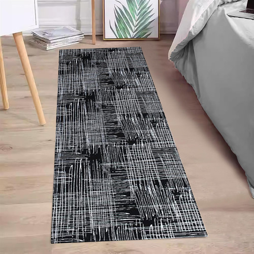 Tapete Grande Corredor Ou Quarto Milão 1,50 X 0,65 Lançament Cor Preto Desenho do tecido Geométrico