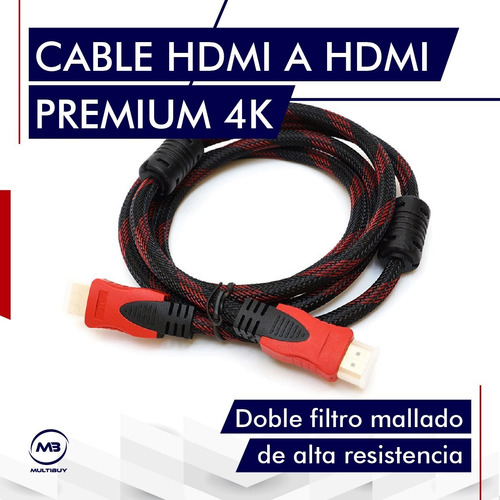 Cable Hdmi Mallado 1.5 Metros Oro Audio Video Tv Hd 1080p 4k