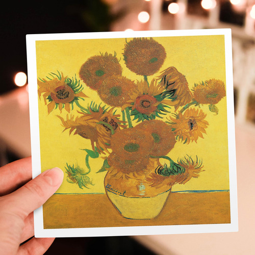 Jarrón Con Girasoles Tarjeta De Felicitación 15 Flores 15x15
