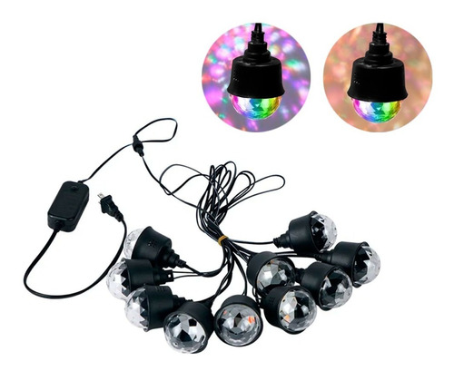 Guirnalda 10 Lamparas Luces Led Decorativas Rgb Cálidas Exte Color Negro