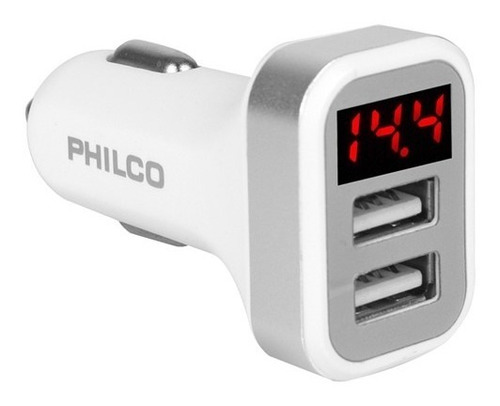 Cargador Auto Doble Usb Pantalla Led Philco / Tecnocenter